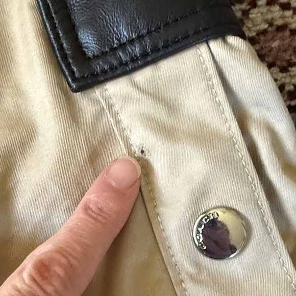 Coach Tan and Black Cotton Leather Wool Trench Coat - Picture 12 of 15